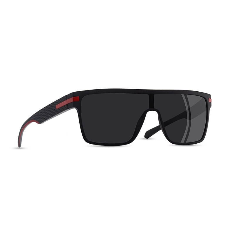 Stylish Male Oversized Square Sunglasses SF0660 with flexible frame, black polarized lenses, and UV400 protection for unisex style.